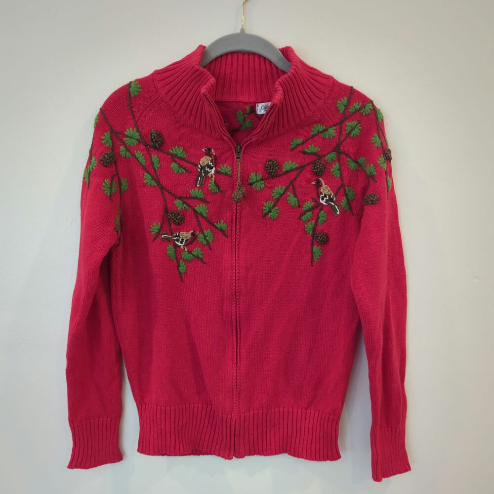 Coldwater Creek Christmas red sweater S
